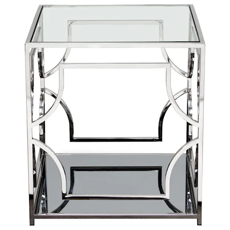 End Table with Clear Glass Top and Stainless Steel Frame